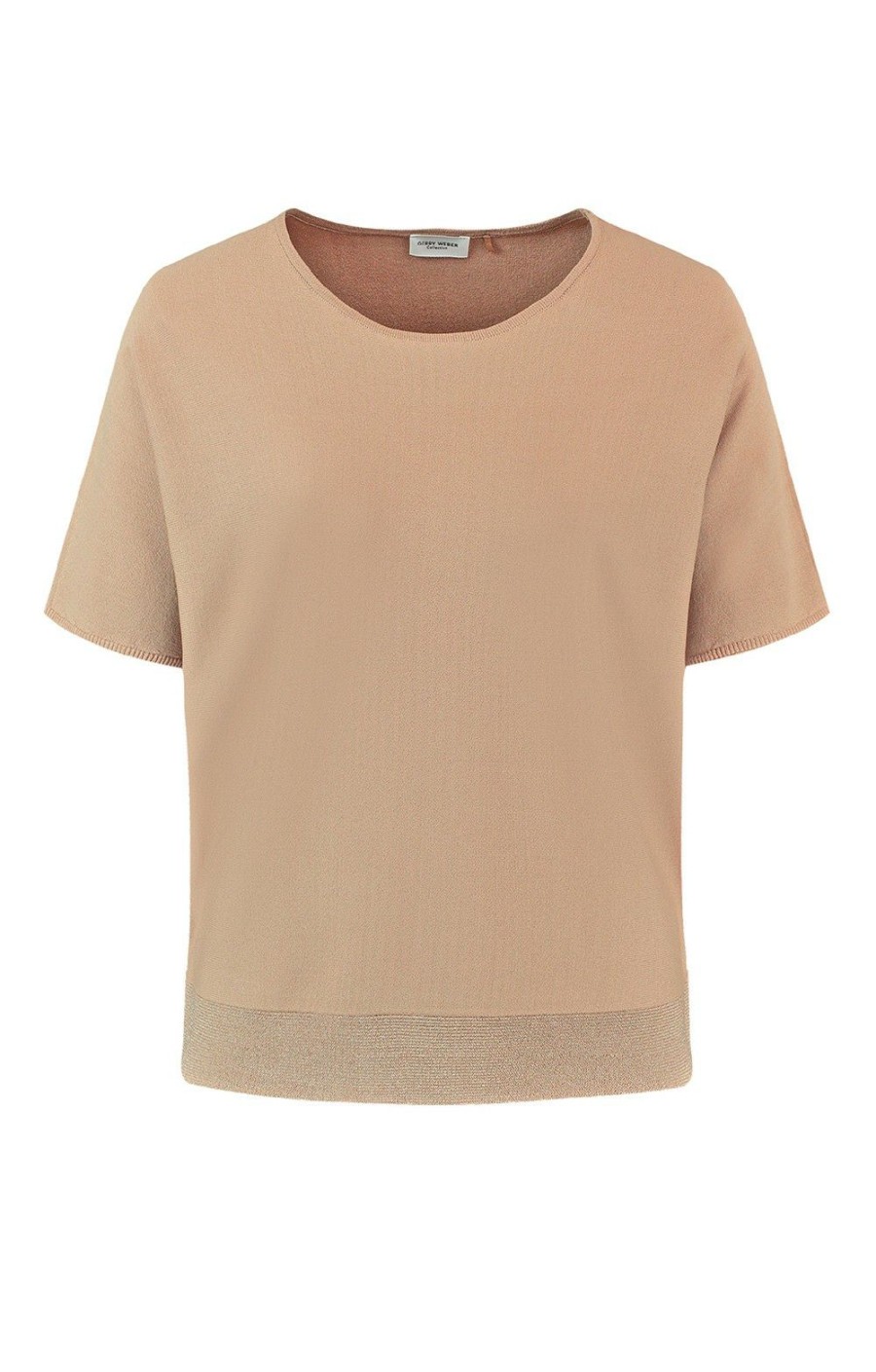 Ladieswear * | Ladies Gerry Weber Short Sleeved Crew Top Caramel