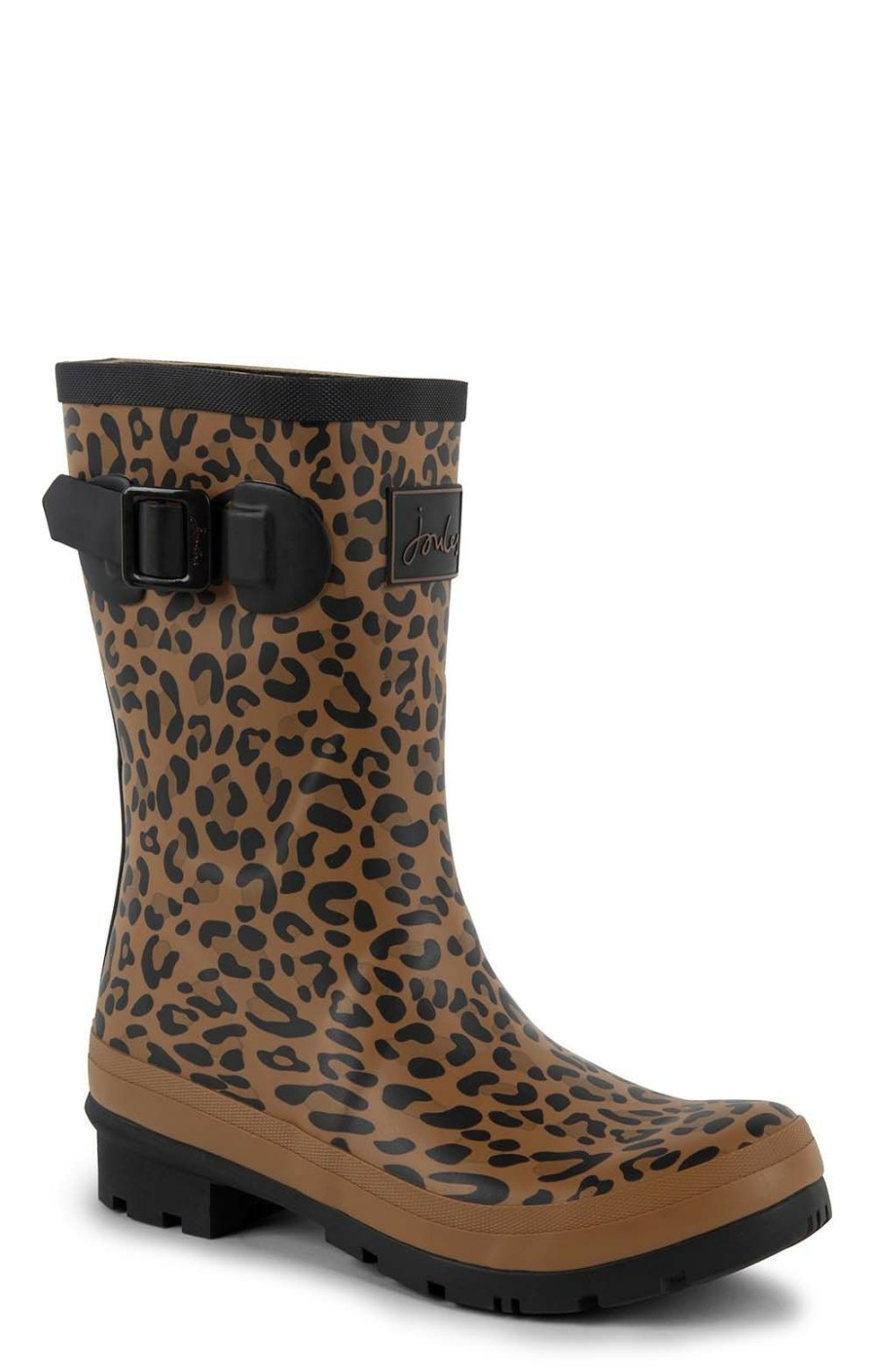 Ladieswear * | Ladies Joules Molly Mid-Height Printed Wellies Tan Leopard