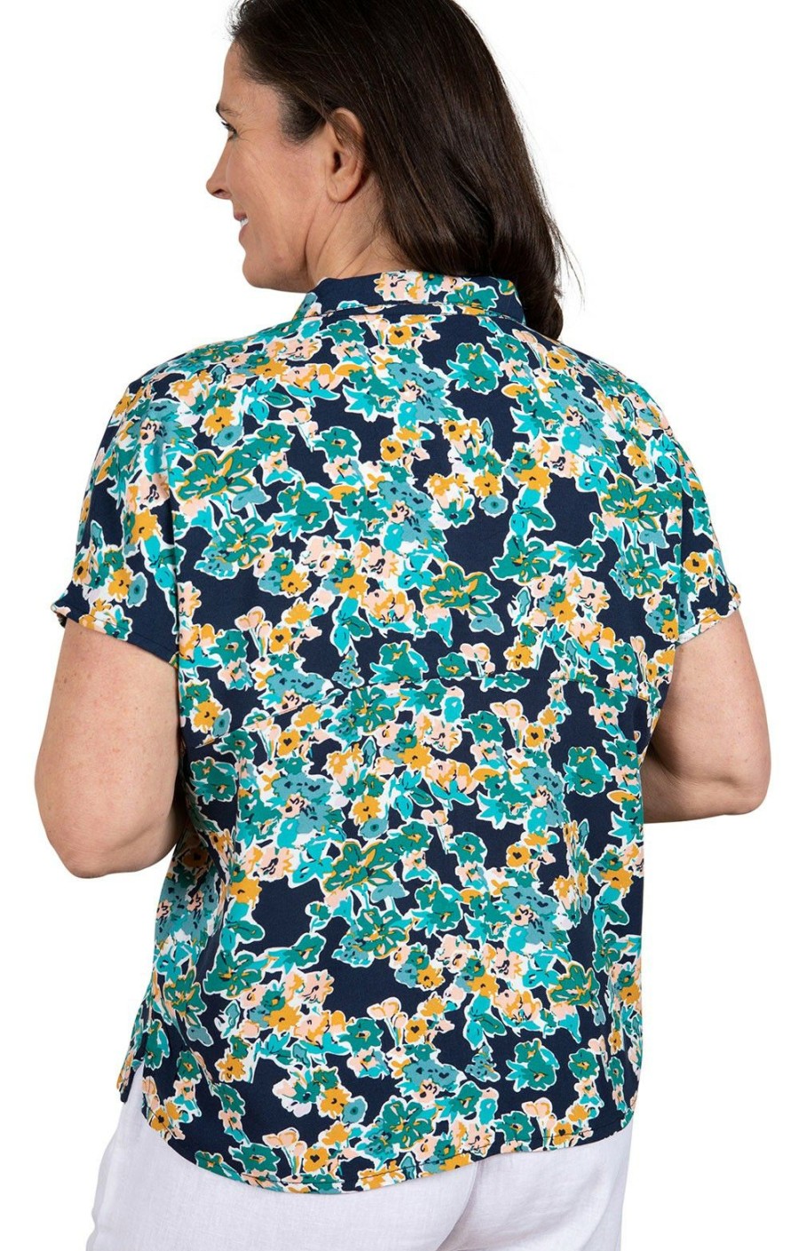 Ladieswear * | Ladies Lily & Me Saltgrass Shirt Iris Navy