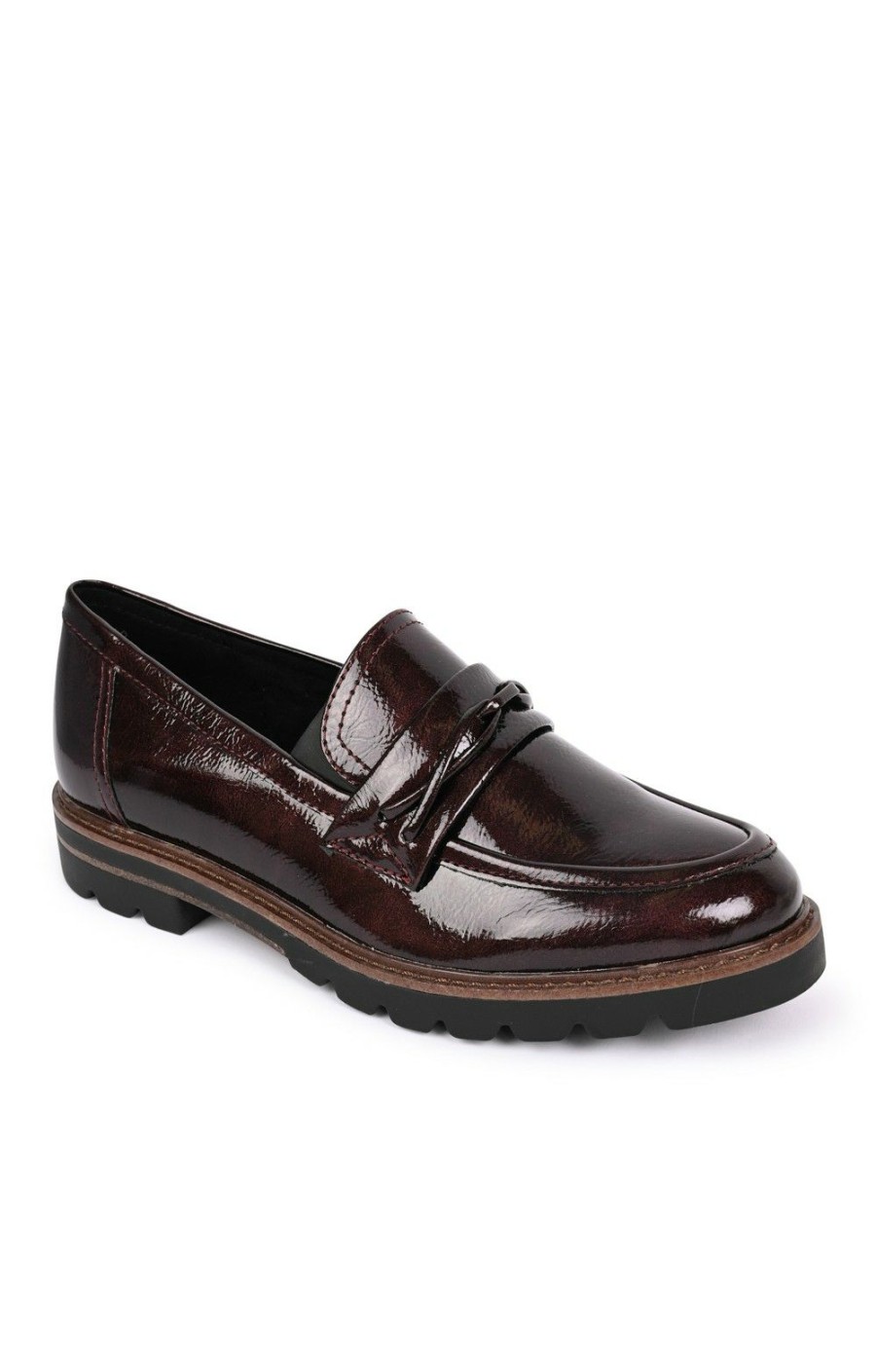 Ladieswear * | Ladies Marco Tozzi Patent Penny Loafer Bordeaux