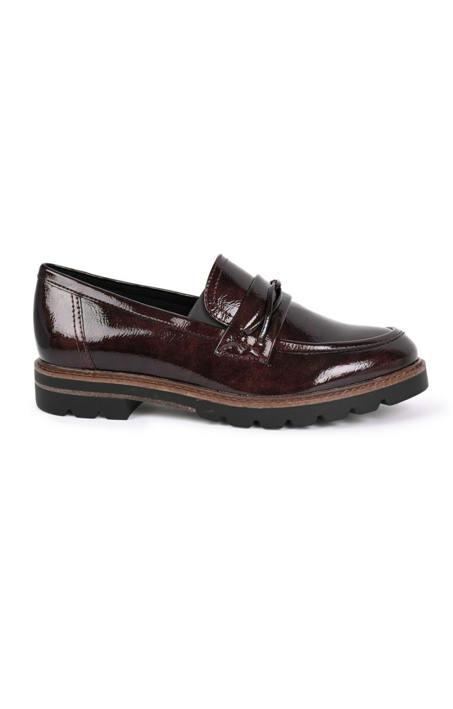 Ladieswear * | Ladies Marco Tozzi Patent Penny Loafer Bordeaux