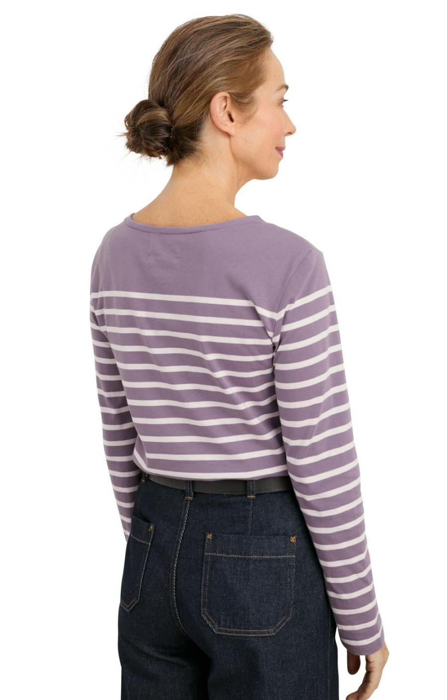 Ladieswear * | Ladies Seasalt Sailor Shirt Falmouth Breton Echium Chalk