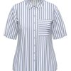 Ladieswear * | Ladies Erfo Short Sleeved Stripe Shirt Light Blue