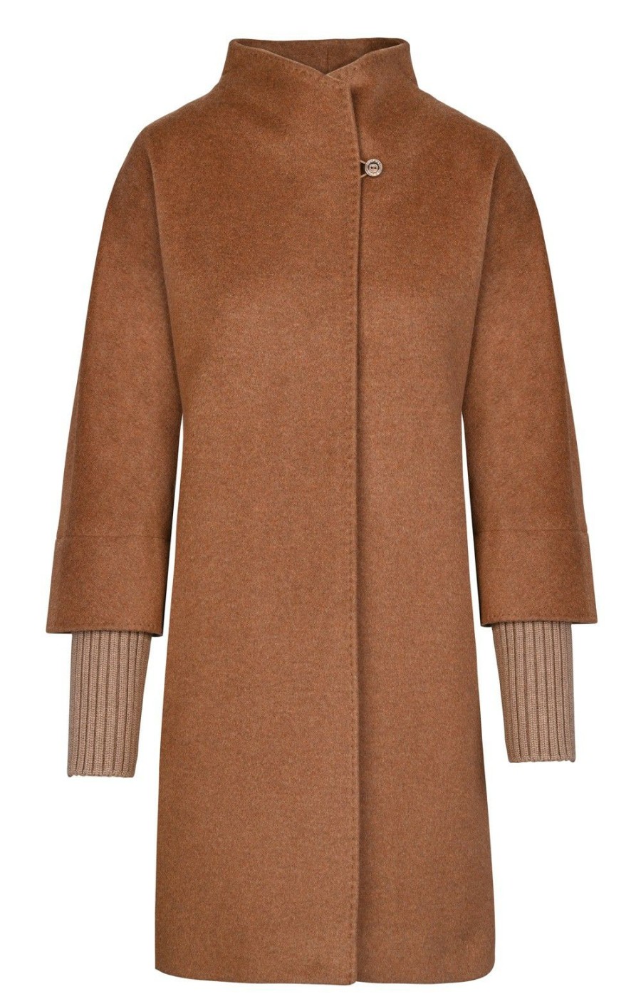 Ladieswear * | Ladies Cinzia Rocca Knit Trim Coat Vicuna