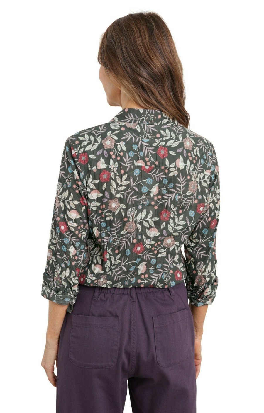 Ladieswear * | Ladies Seasalt Larissa Shirt Folkloric Floral Marsh