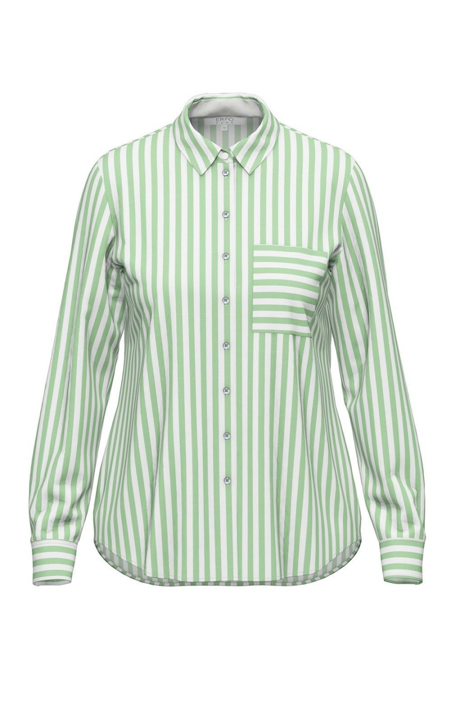 Ladieswear * | Ladies Erfo Long Sleeved Stripe Shirt Apple Green