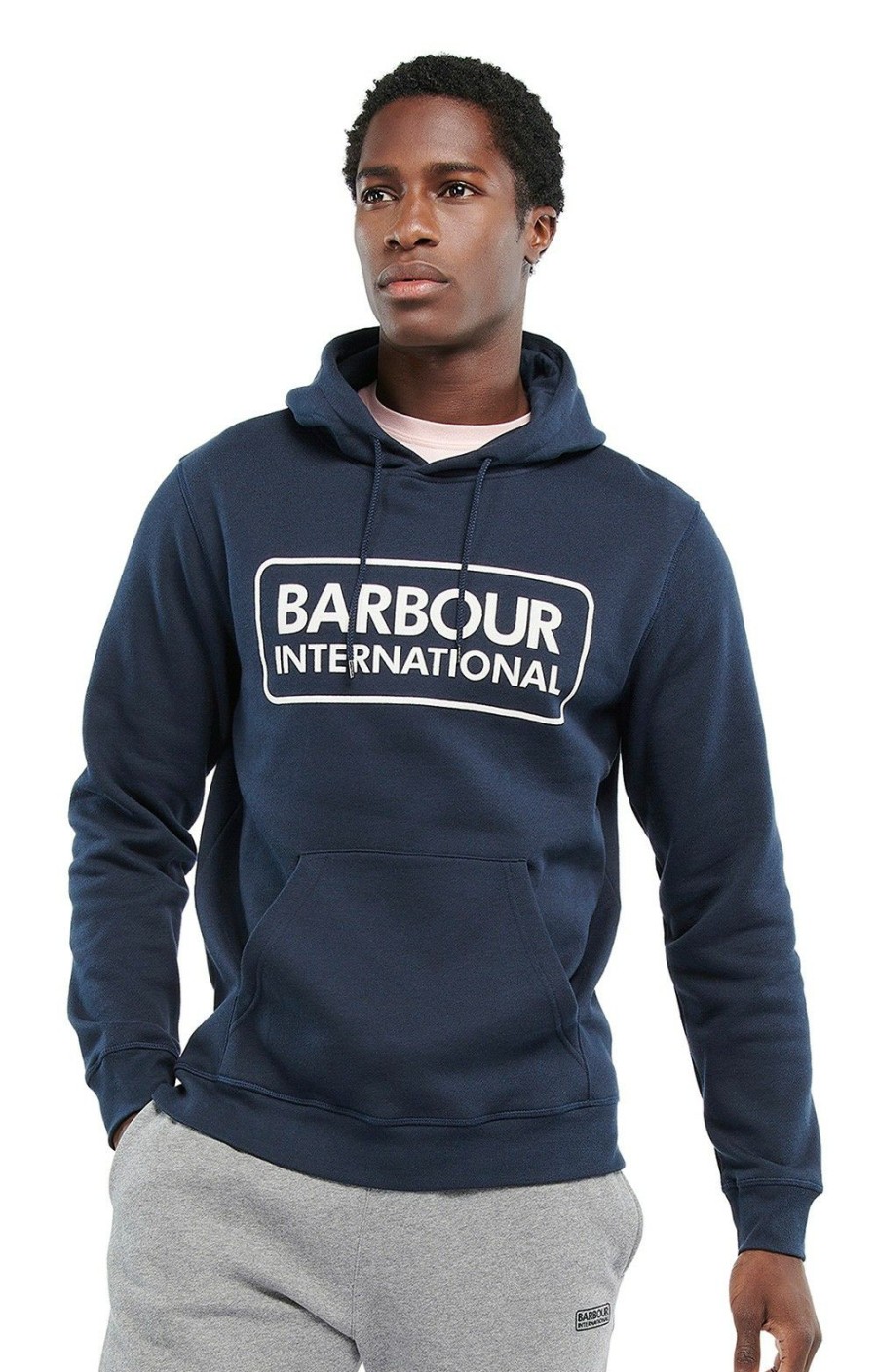 Menswear * | Men'S Barbour International Pop Over Hoodie International Navy