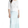 Ladieswear * | Ladies Marble Three Tier Maxi Skirt Duckegg White