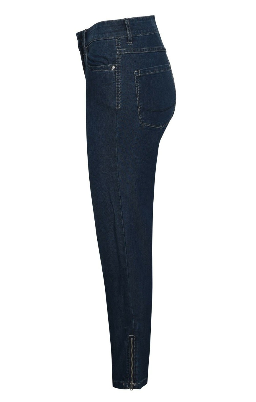 Ladieswear * | Ladies Denim Crop Zip Ankle Jeans Dark Denim