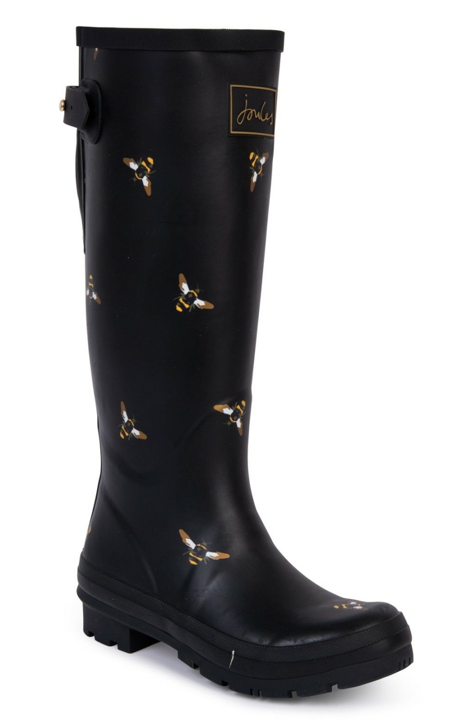 Ladieswear * | Ladies Joules Printed Wellies Black Metallic Bees