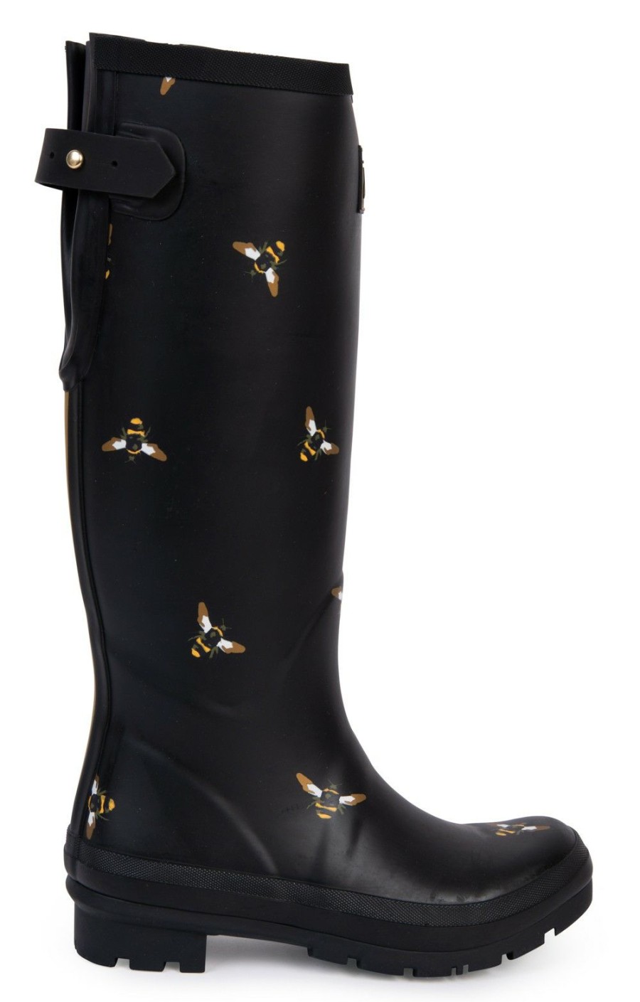 Ladieswear * | Ladies Joules Printed Wellies Black Metallic Bees