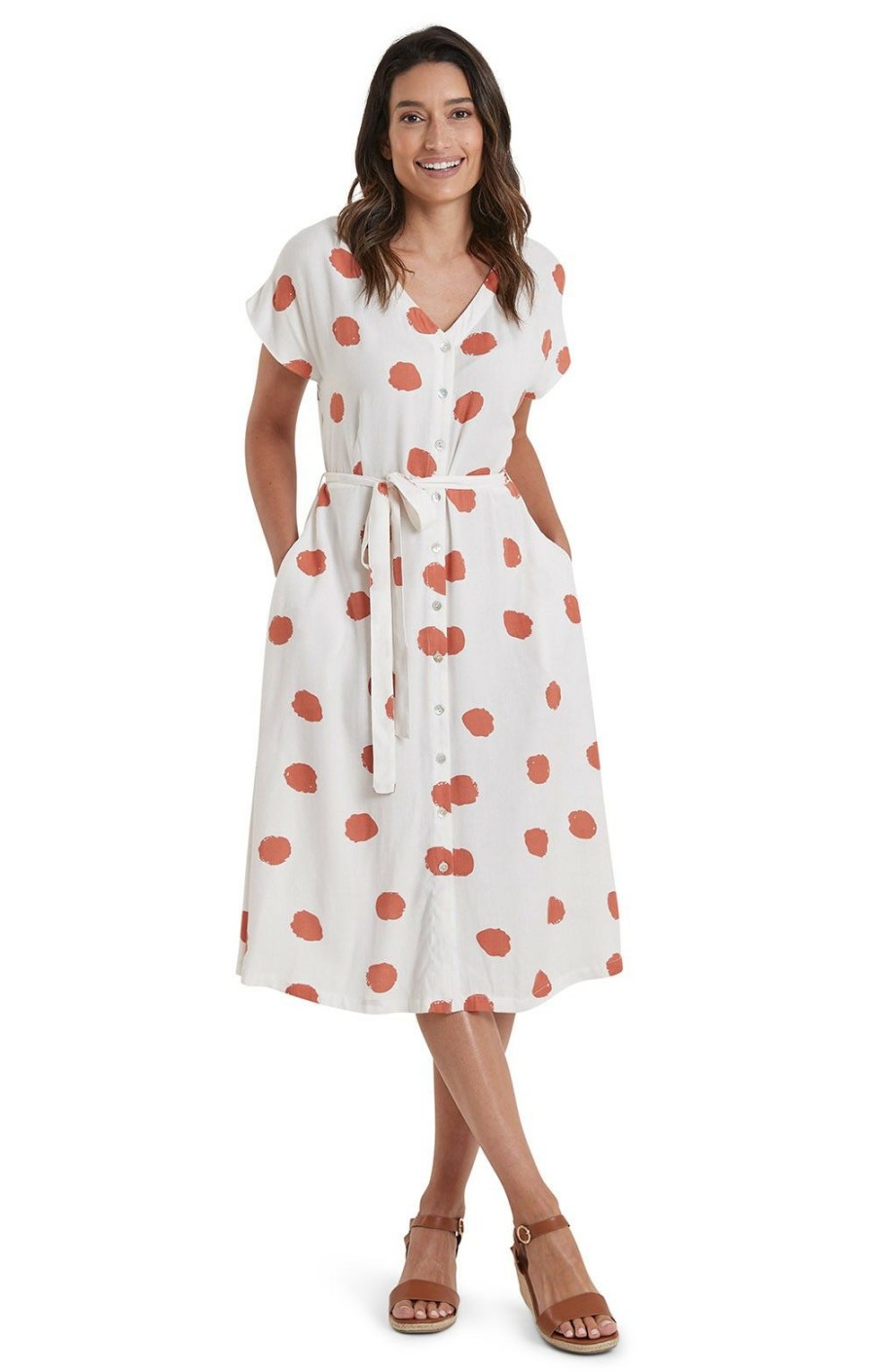 Ladieswear * | Ladies Adini Georgie Dress Sprngspot Coral/Wht