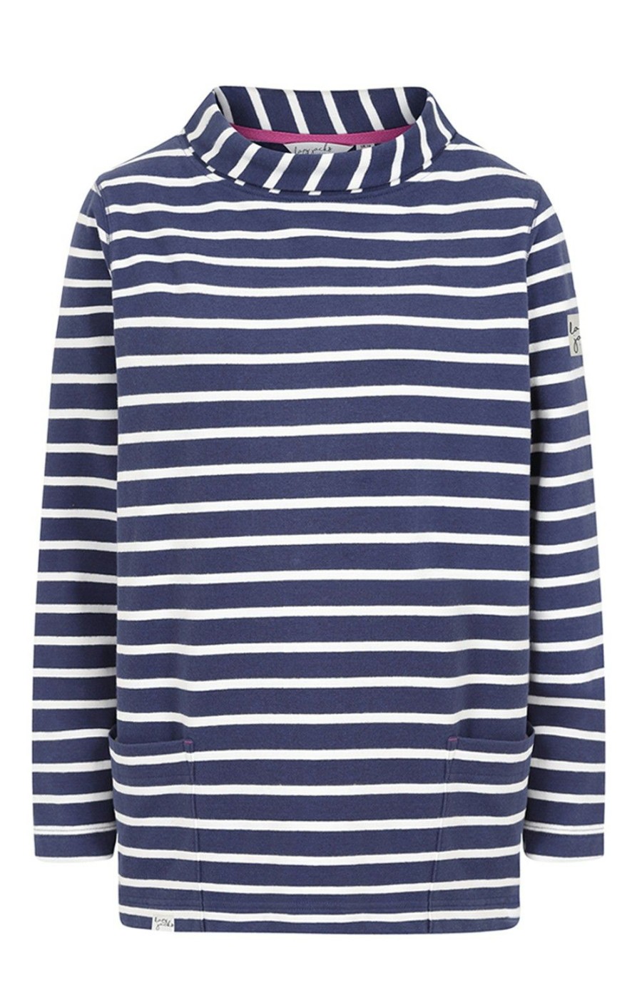 Ladieswear * | Ladies Lazy Jacks Stripe Roll Neck Sweatshirt Twilight