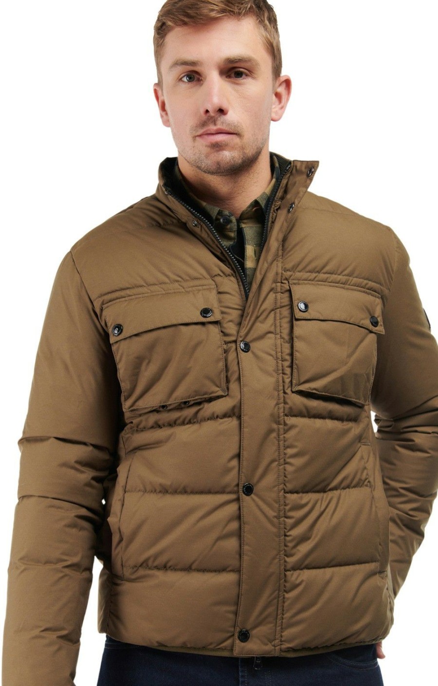 Menswear * | Men'S Barbour International Throttle Baffle Quilted Jacket Beech