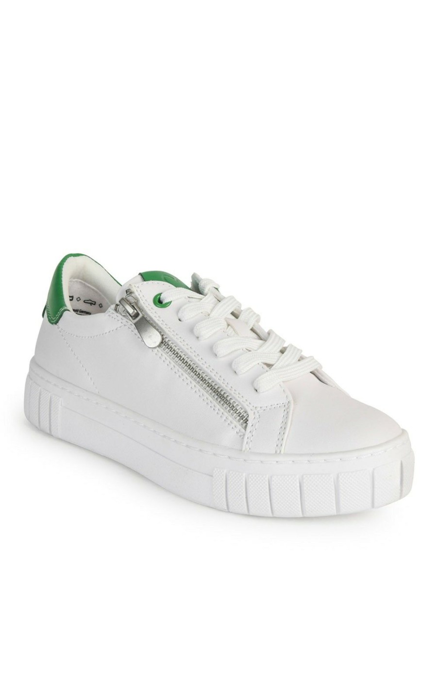 Ladieswear * | Ladies Marco Tozzi Zip Side Sneaker White/Green