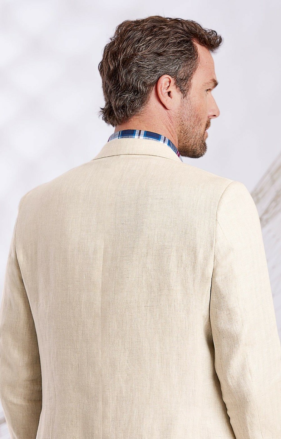 Menswear * | Men'S Herringbone Pure Linen Jacket Canvas