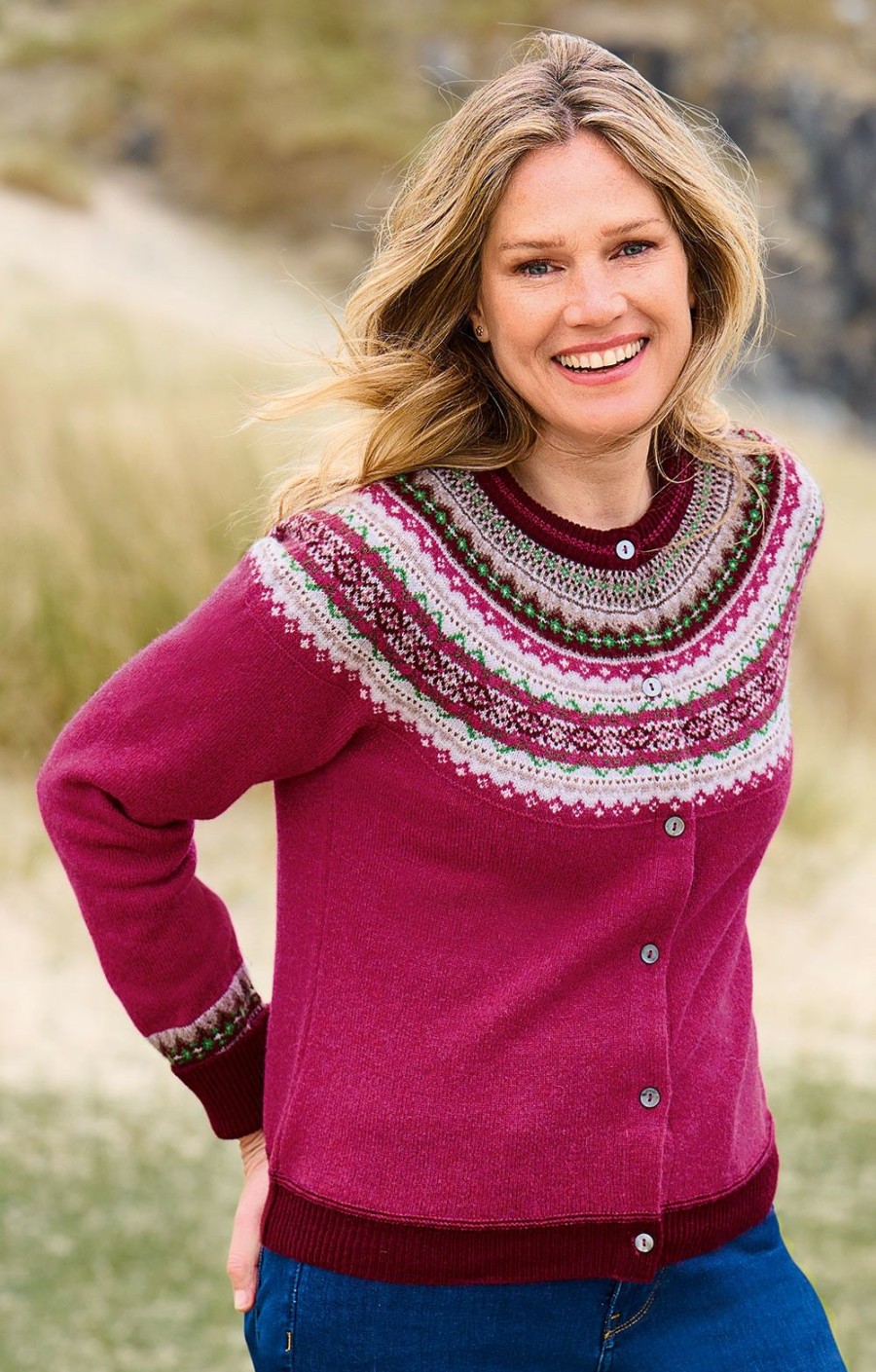 Ladieswear * | Ladies Alpine Short Cardigan Raspberry