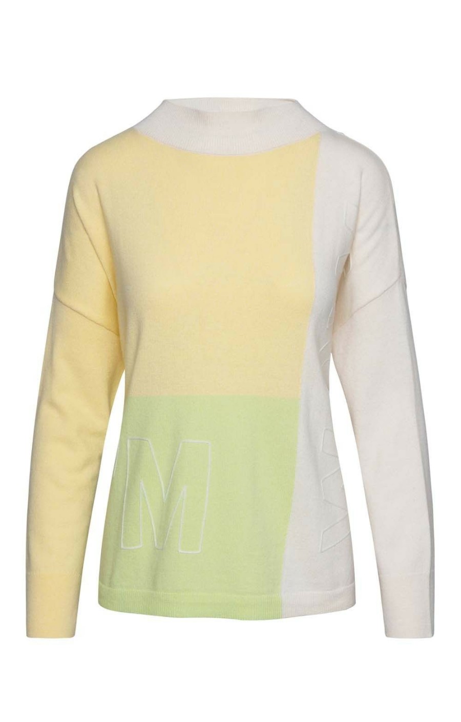 Ladieswear * | Ladies Gerry Weber Patch Sweater Green/Yellow/Ecru