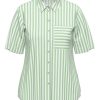 Ladieswear * | Ladies Erfo Short Sleeved Stripe Shirt Apple Green