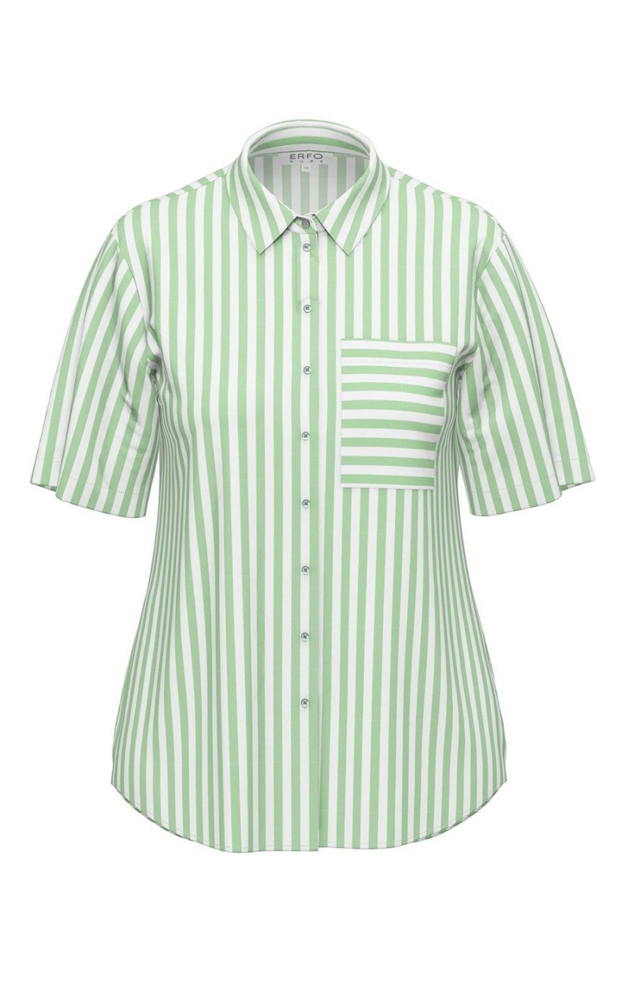 Ladieswear * | Ladies Erfo Short Sleeved Stripe Shirt Apple Green