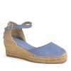 Ladieswear * | Ladies Linen Wedge Espadrille Blue