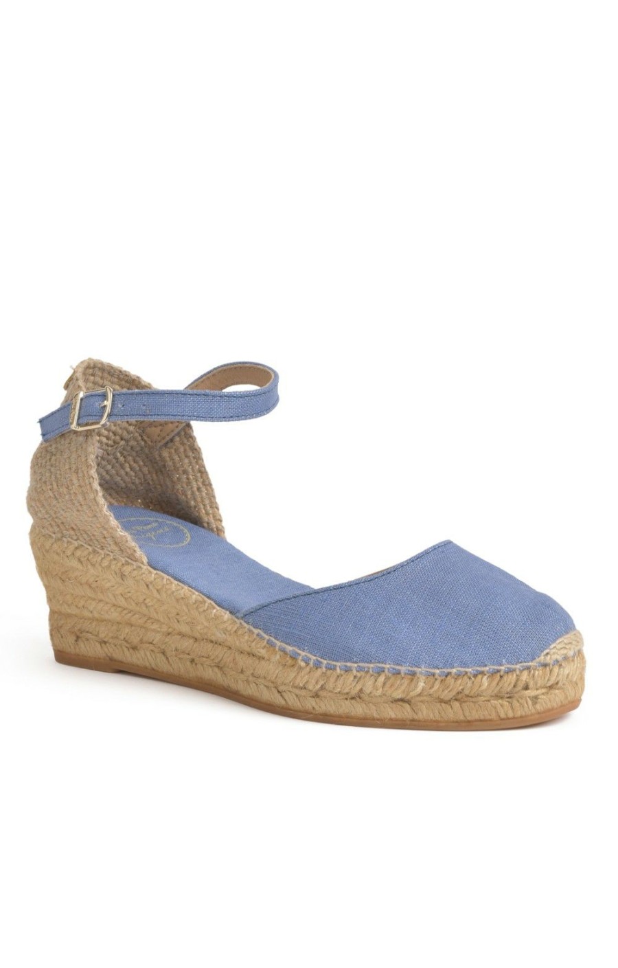 Ladieswear * | Ladies Linen Wedge Espadrille Blue