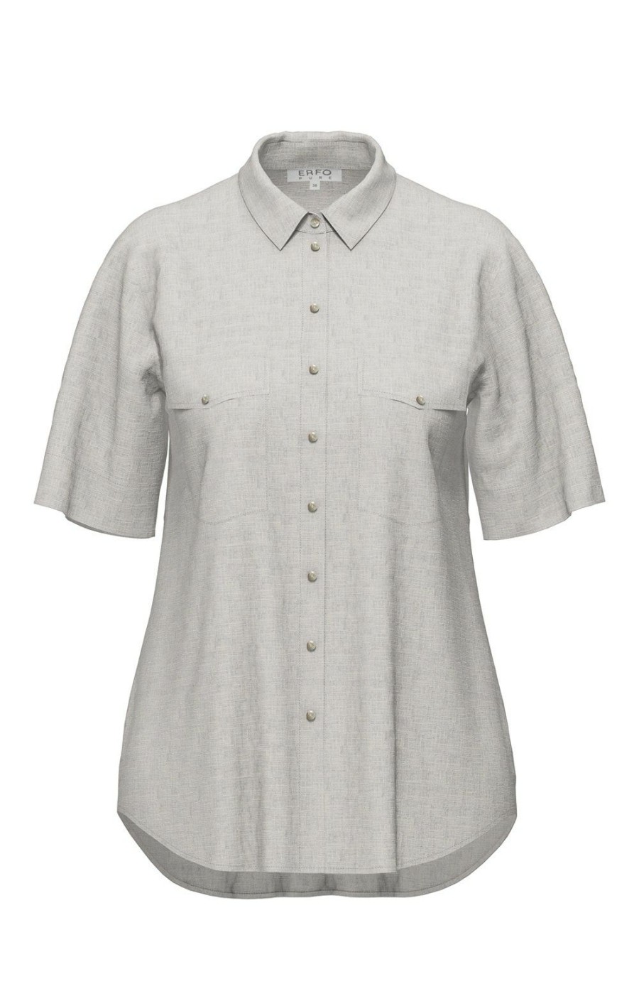 Ladieswear * | Ladies Erfo Short Sleeved Pocket Shirt Light Sand