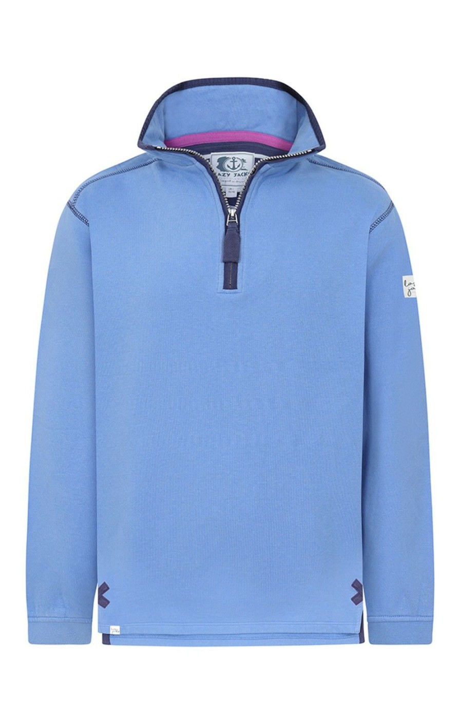 Ladieswear * | Ladies Lazy Jacks 1/4 Zip Sweatshirt Azure