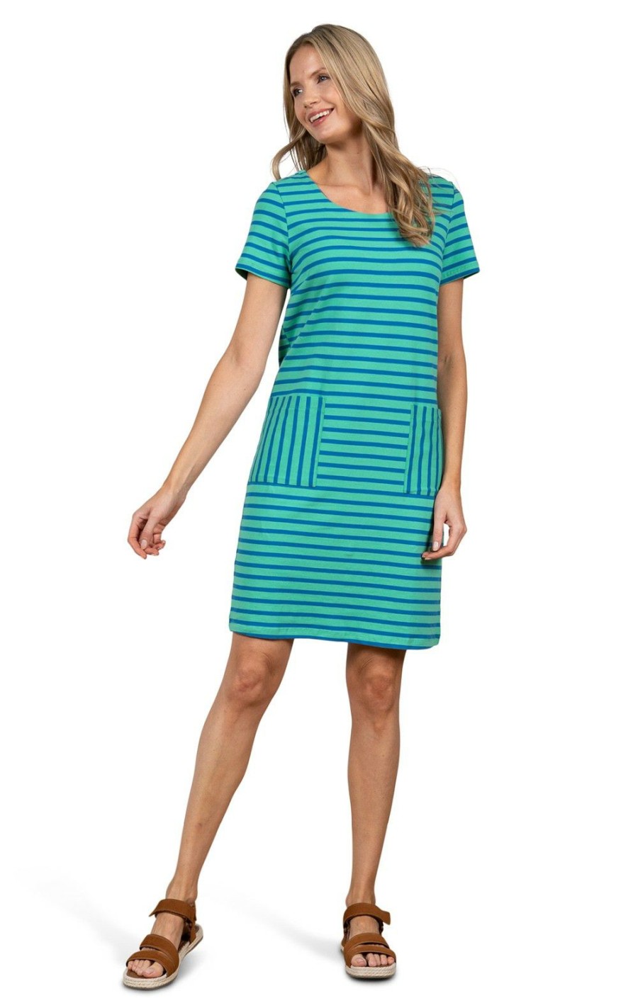 Ladieswear * | Ladies Lily & Me Calcot Dress Spring Stripe Mint