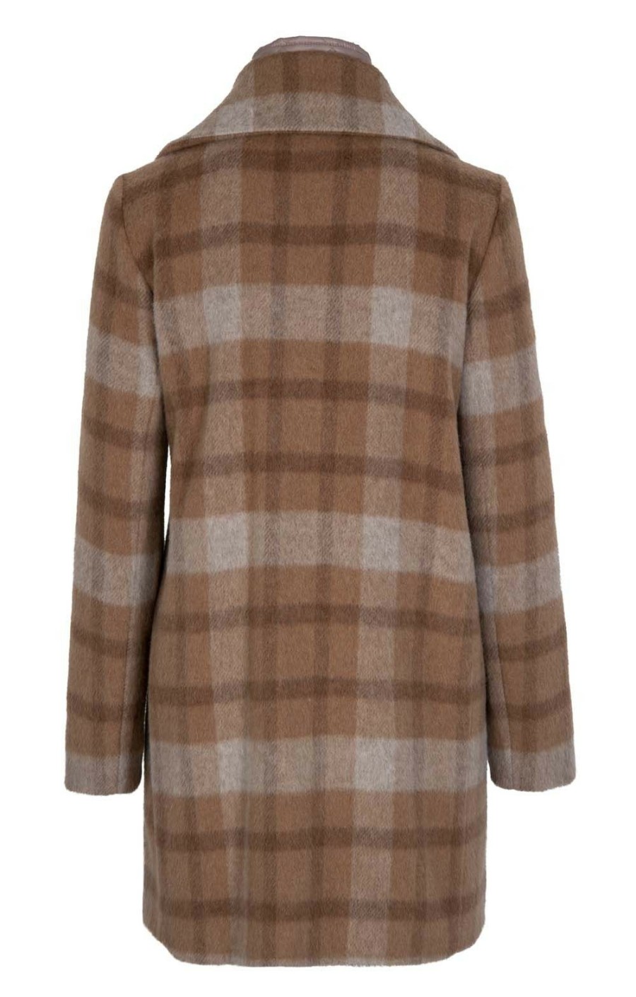 Ladieswear * | Ladies Cinzia Rocca Check Coat With Quilt Inset Camel