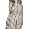 Ladieswear * | Ladies Betty Barclay Hooded Quilted Coat With Fur Dark Almond