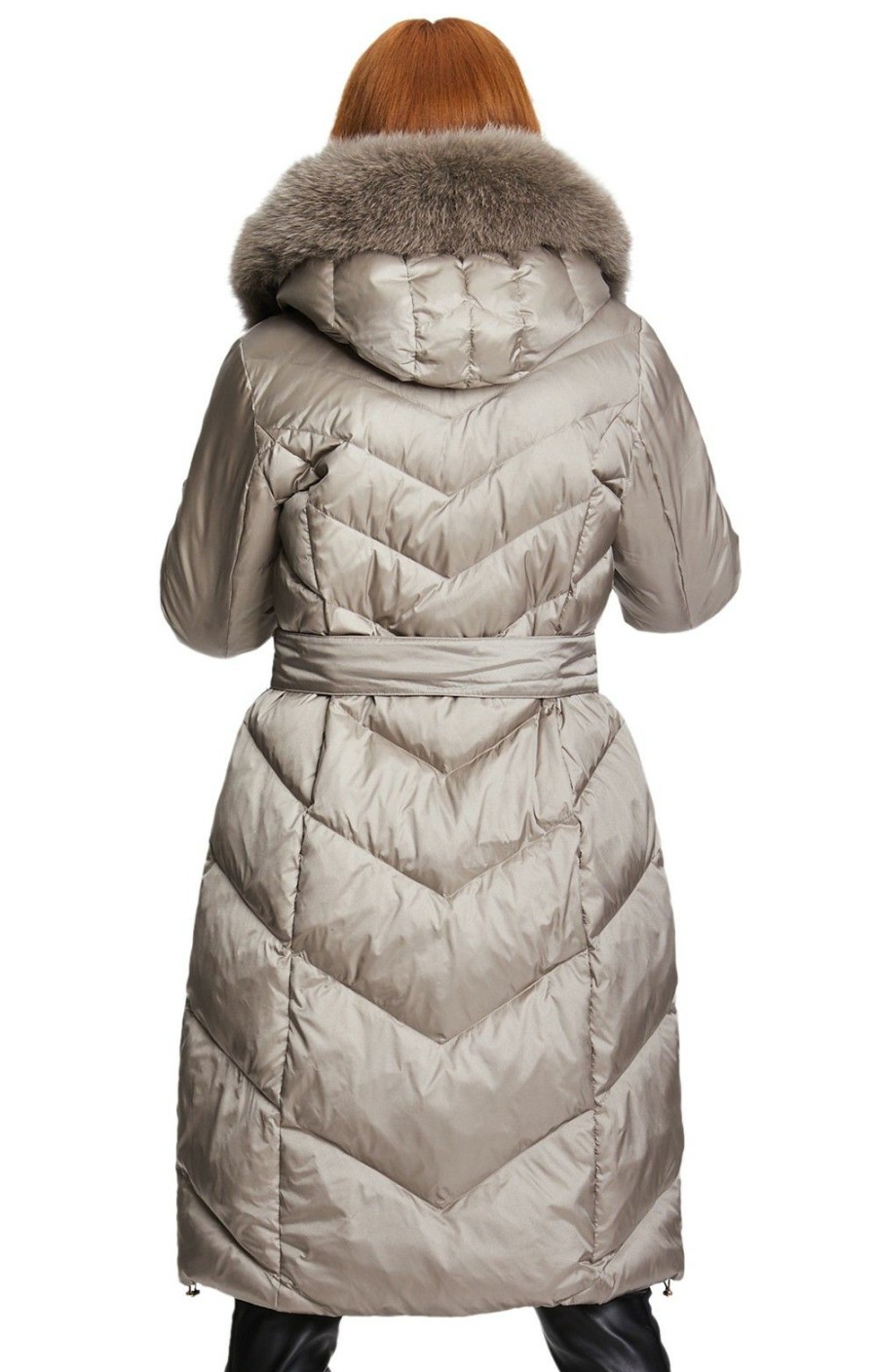 Ladieswear * | Ladies Betty Barclay Hooded Quilted Coat With Fur Dark Almond