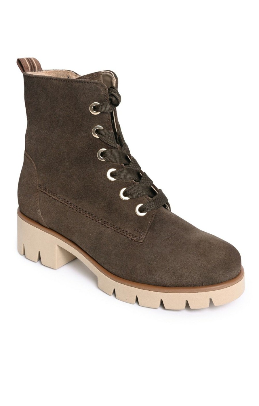 Ladieswear * | Ladies Gabor Chunky Ribbon Boot Brown Suede