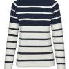 Ladieswear * | Ladies Joules Seaport Chenille Raglan Jumper Navy Cream Stripe